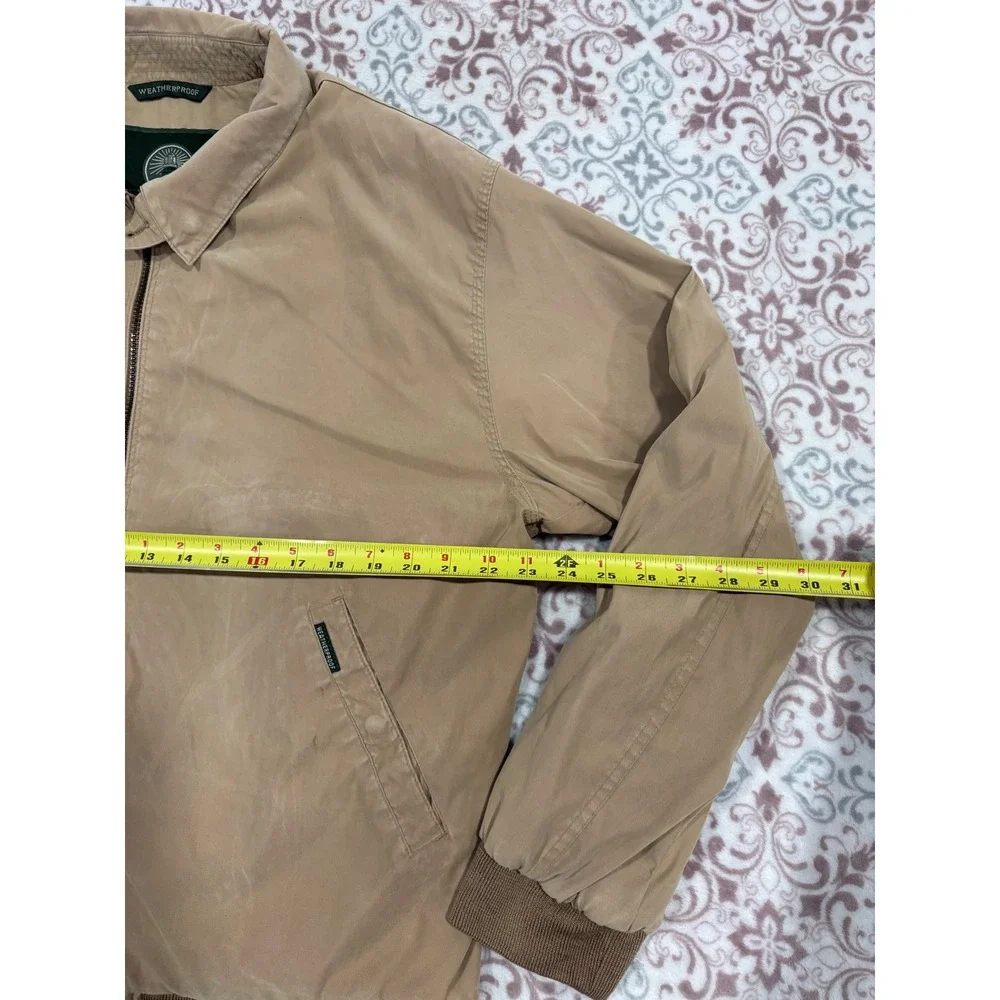 Weatherproof Mens XL Tan Khaki Microfiber Golf Jacket Full Zip Windbreaker Lined